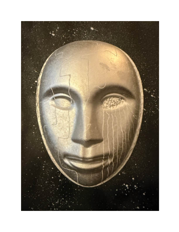Welcome to the Future: Building on themes and research for the original story, an "Empathy Mask" representing the future. Inspired by masks using Afro-futuristic Themes