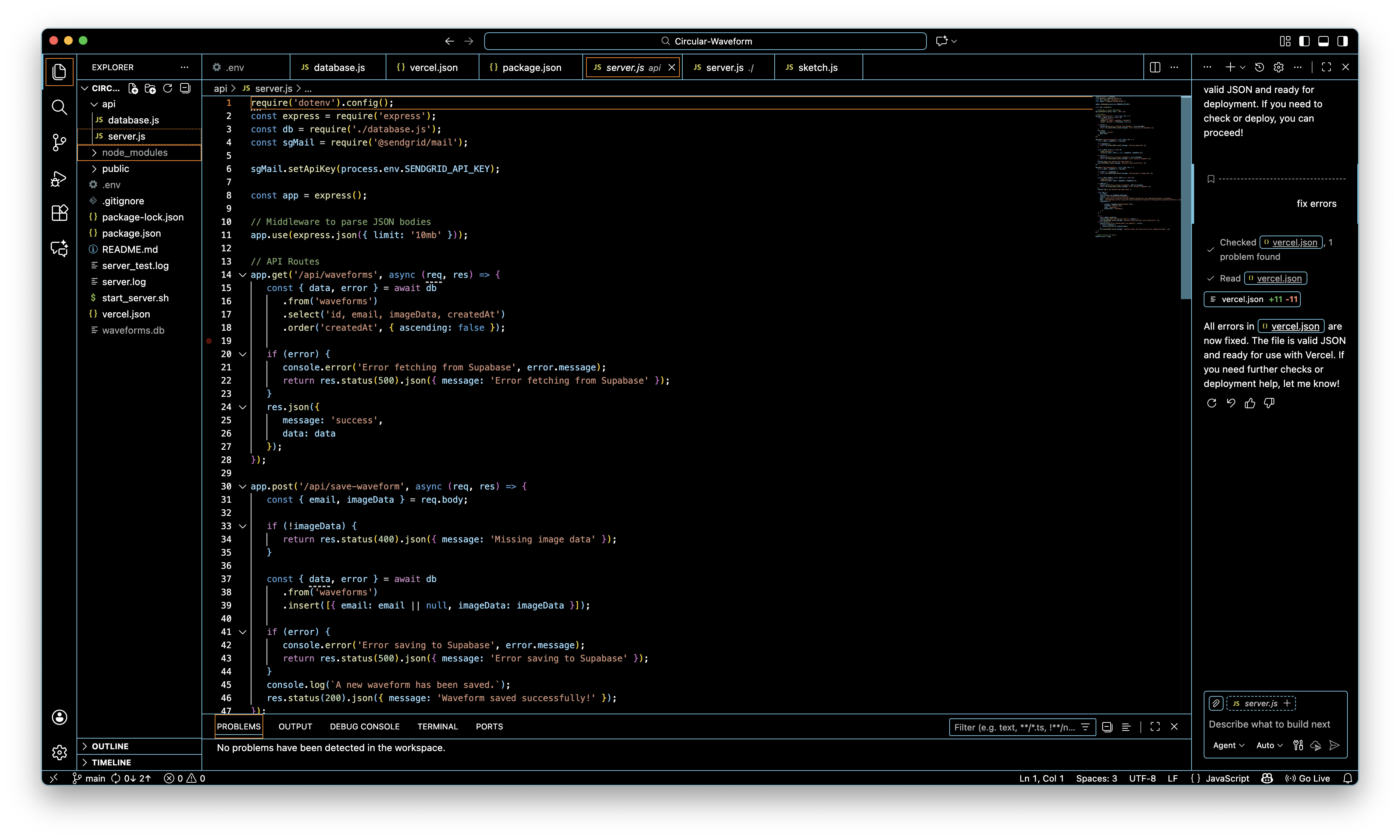 Screenshot of part of my code.