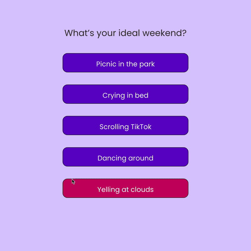 Screen recording of the run through of the quiz and the five Snoopy's you can get.