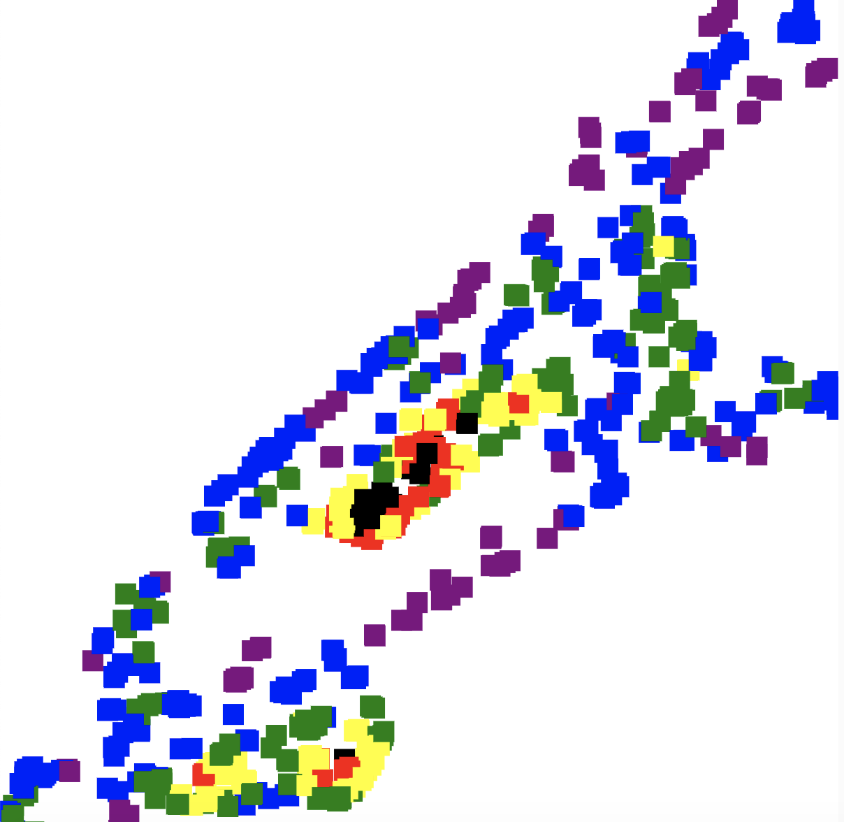 I narrowed it down by borough. I chose manhattan. Each color represents density by 30 pixels. I specified my long and lat to just Manhattan fountains. So I used code to pick out from the array of information.
