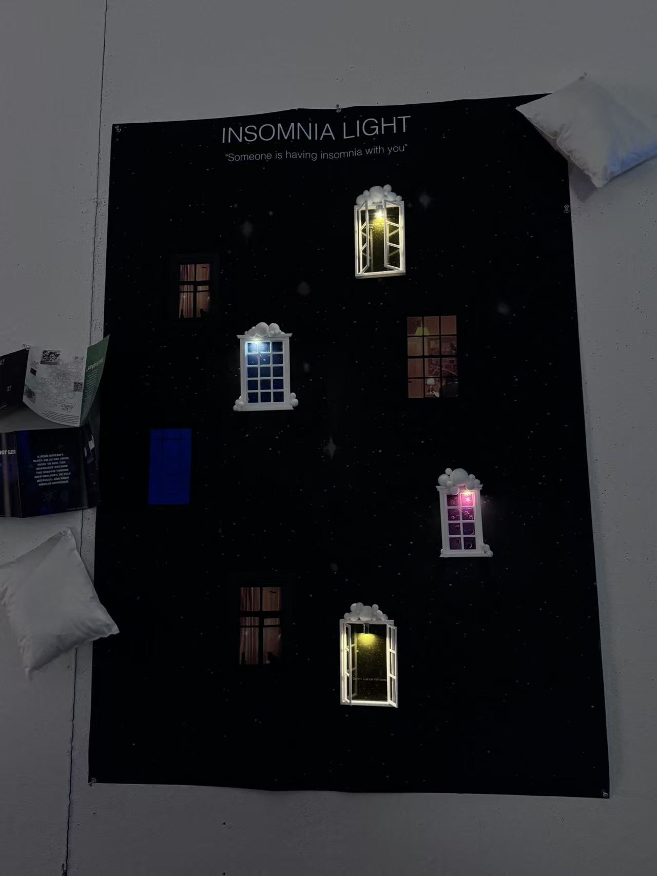 Poster display (with lights on)