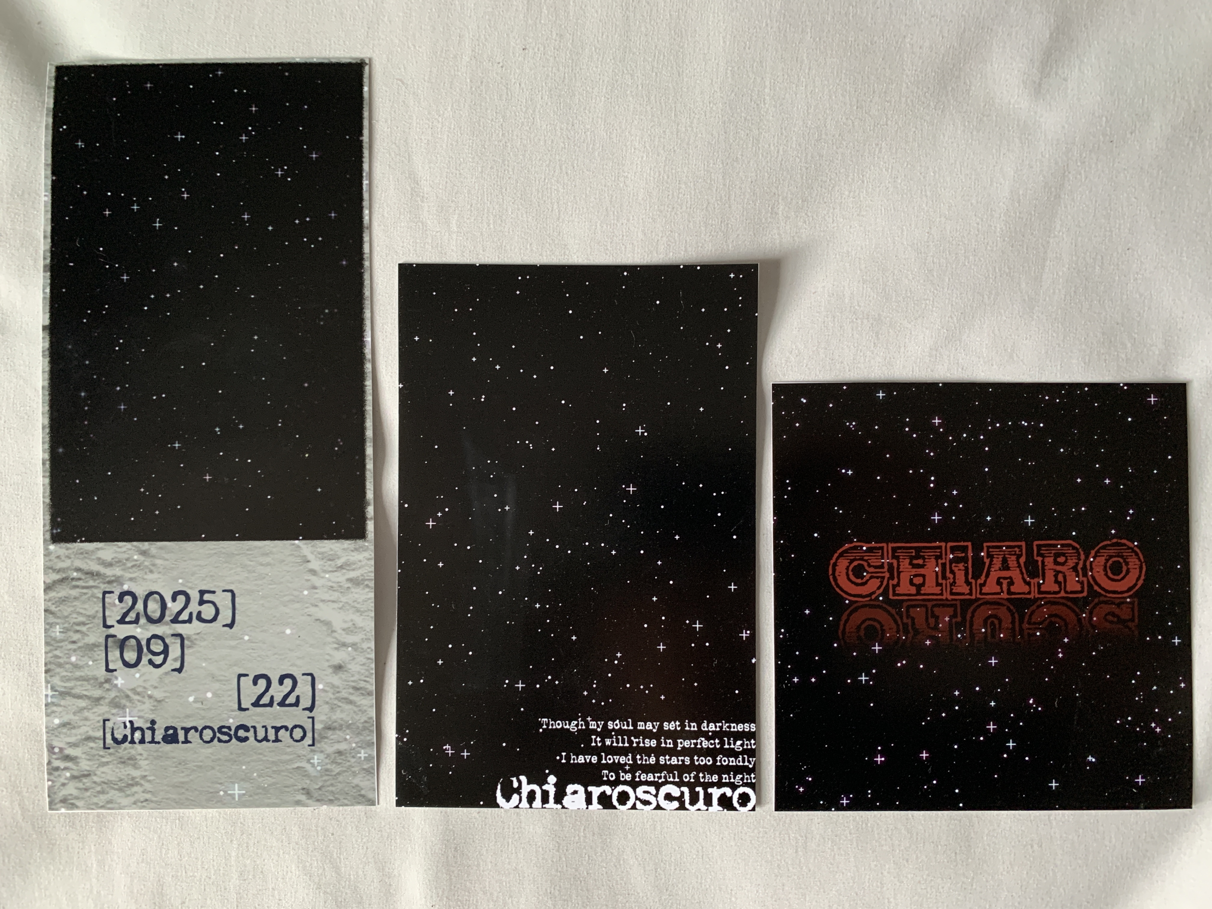 The ticket, postcard, and CD cover